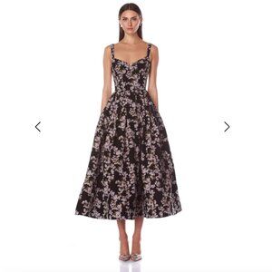 Bronx and Banco Lydia Black Multi Midi Dress